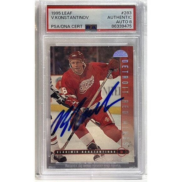 1995 Leaf Rare! SIGNED VLADIMIR KONSTANTINOV PSA/DNA JSA Double CERTIFIED AUTO!! - Picture 1 of 4